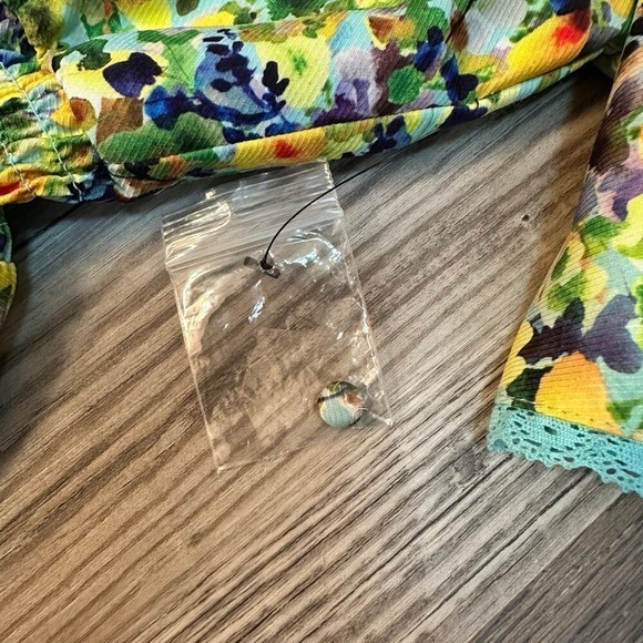 NWT Alexia Admor Maxi Slit Dress Flutter Sleeve Yellow Teal Floral Women's Sz 6 - Picture 12 of 12